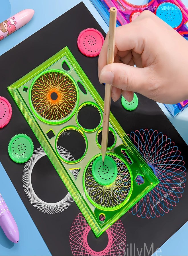 Sillyme 10pcs Spinograph Art Design Ruler Scale Set for Kids - Return Gifts birthday party for kids - return gift for kids age 6-10 10-12 - birthday return gift for kids 6-12 - Image 2